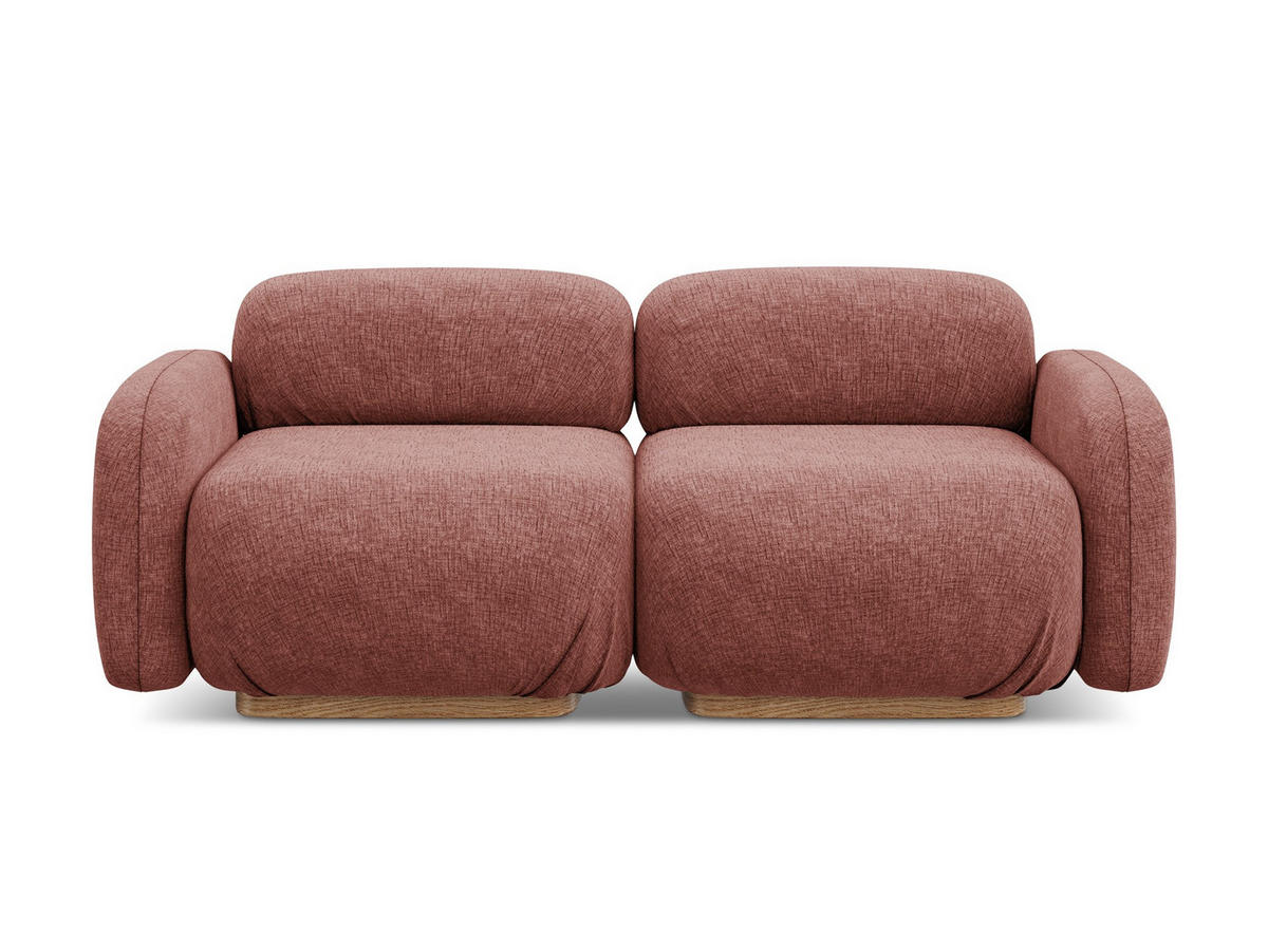 3-SITZER SOFA Chenille Stoff Pink - Pink/Hellrosa, Holz/Textil (190/73/95cm) - Makamii