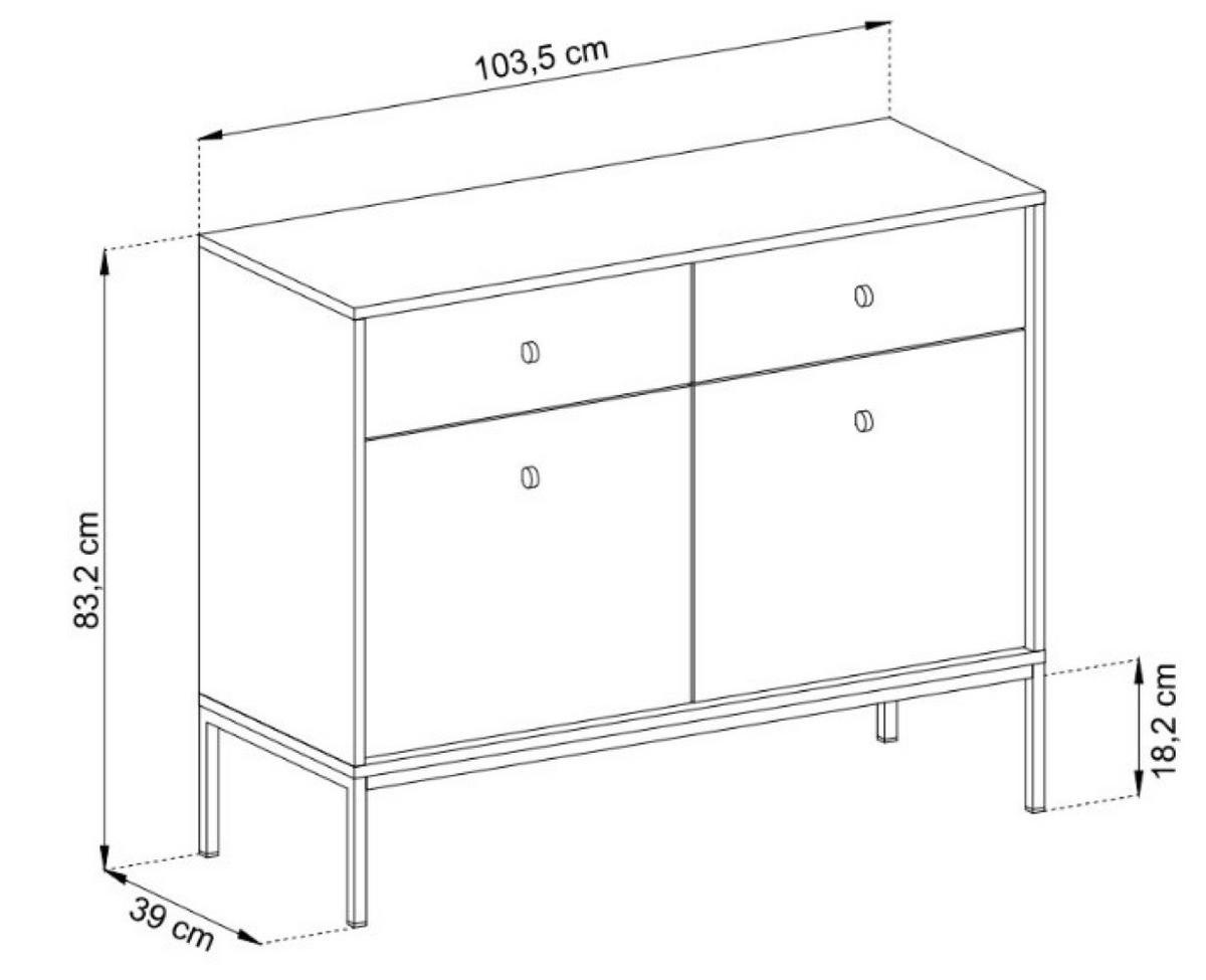 SIDEBOARD Blau MKSZ104 Mit Goldfarbenem Gestell - Blau, Holzwerkstoff (103.5/83.2/39cm) - Sepro Meble