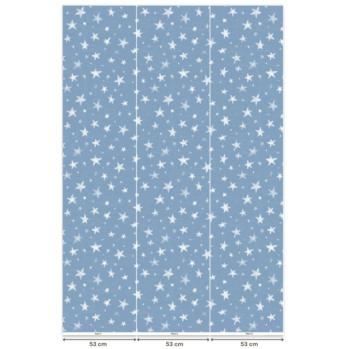 KINDERTAPETE - Sterne - Muster - Blau - 160x240 cm - Hellblau, Papier (160/240cm) - OnlyWow