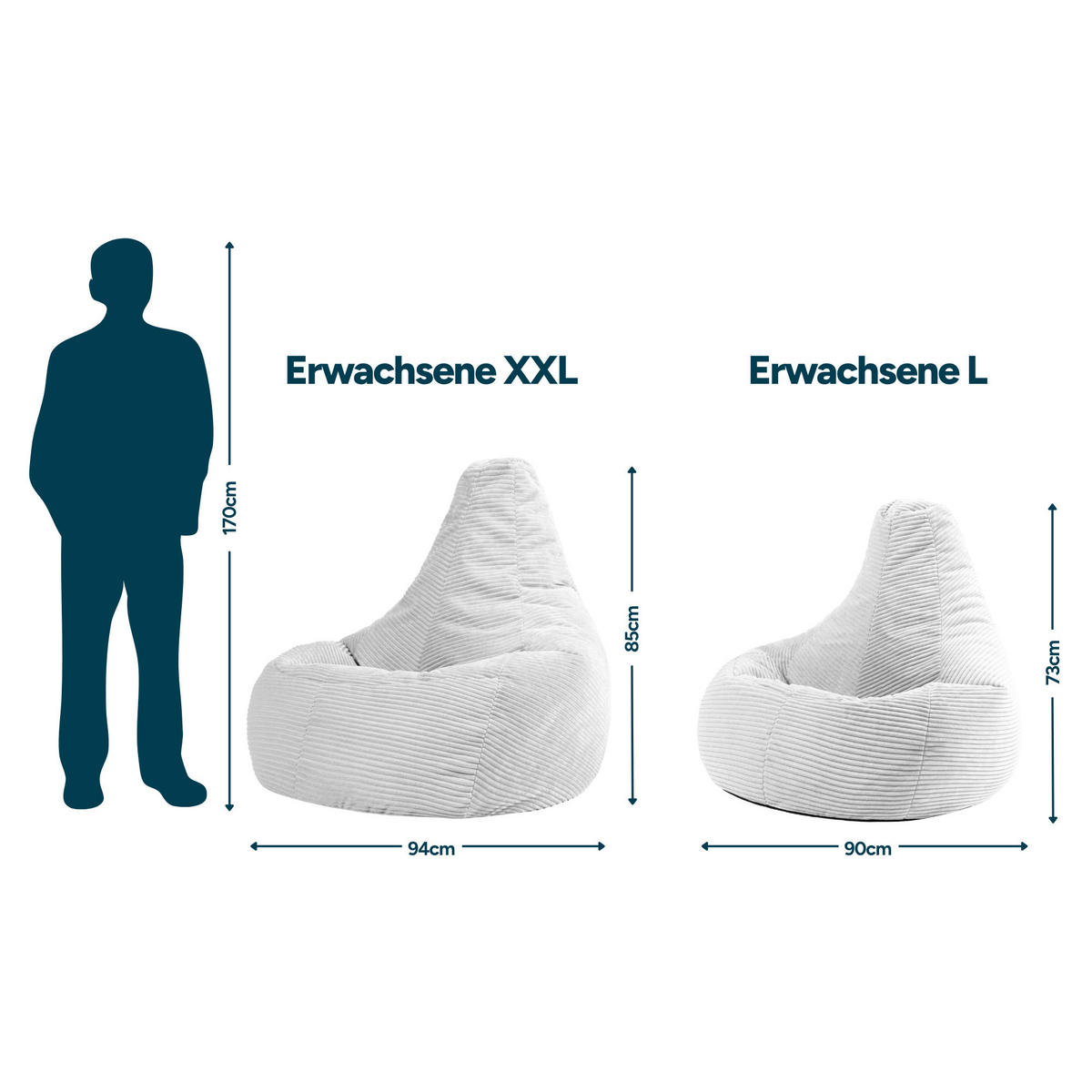 SITZSACK Dalton XXL Cord - Beige, Textil (94/85/92cm) - icon