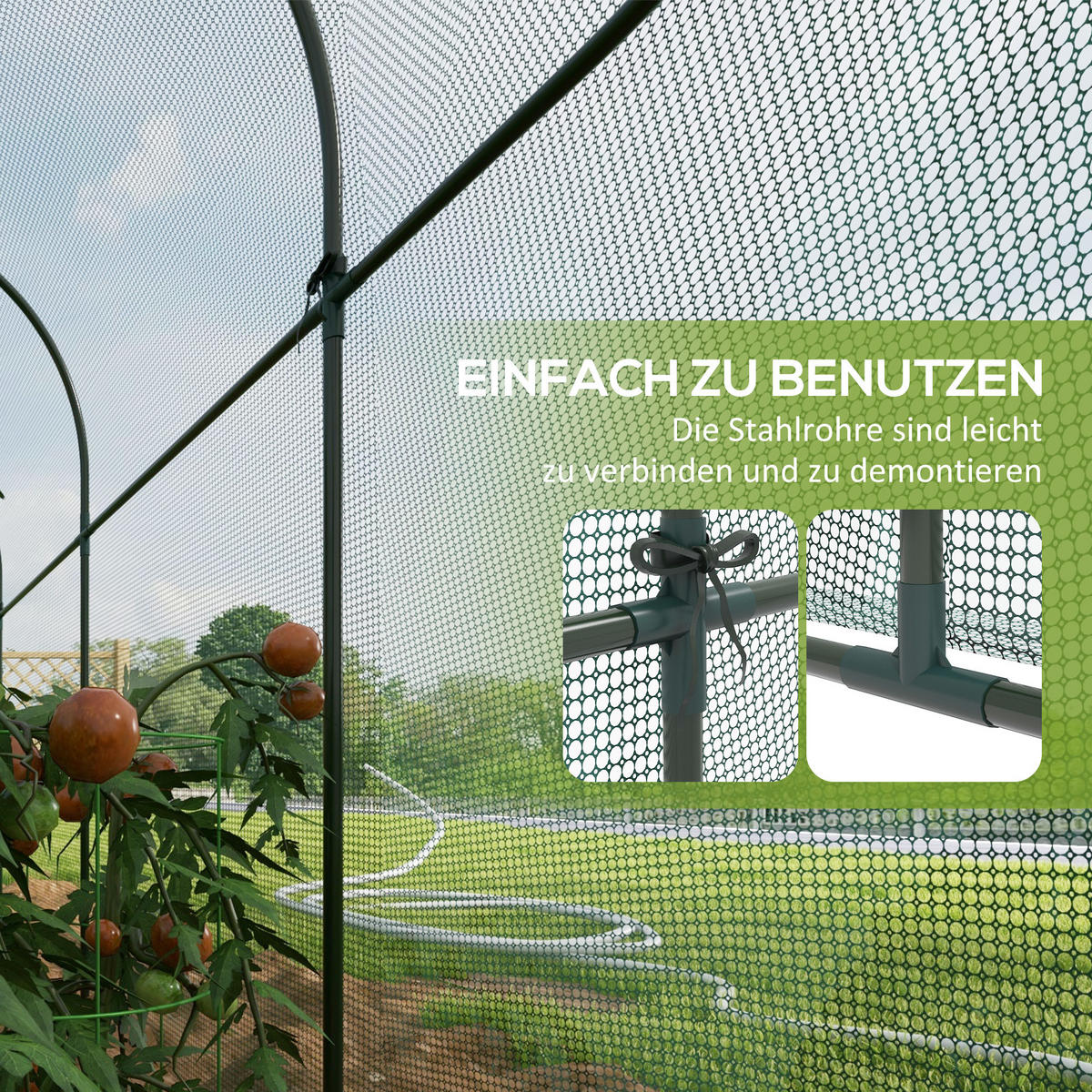 PFLANZENSCHUTZZELT mit Tür, für Garten, Balkon, Stahl, Grün - Grün, Metall (100/150/300cm) - Outsunny