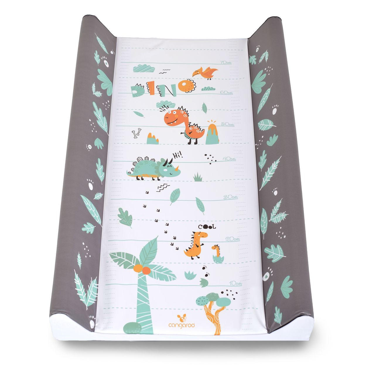 WICKELAUFLAGE Dino 50 x 80 cm grün erhöhter Seitenrand, abwaschbar, Maßband 10–70 cm, Rutschschutz - Grün, Kunststoff (50/80cm) - Cangaroo