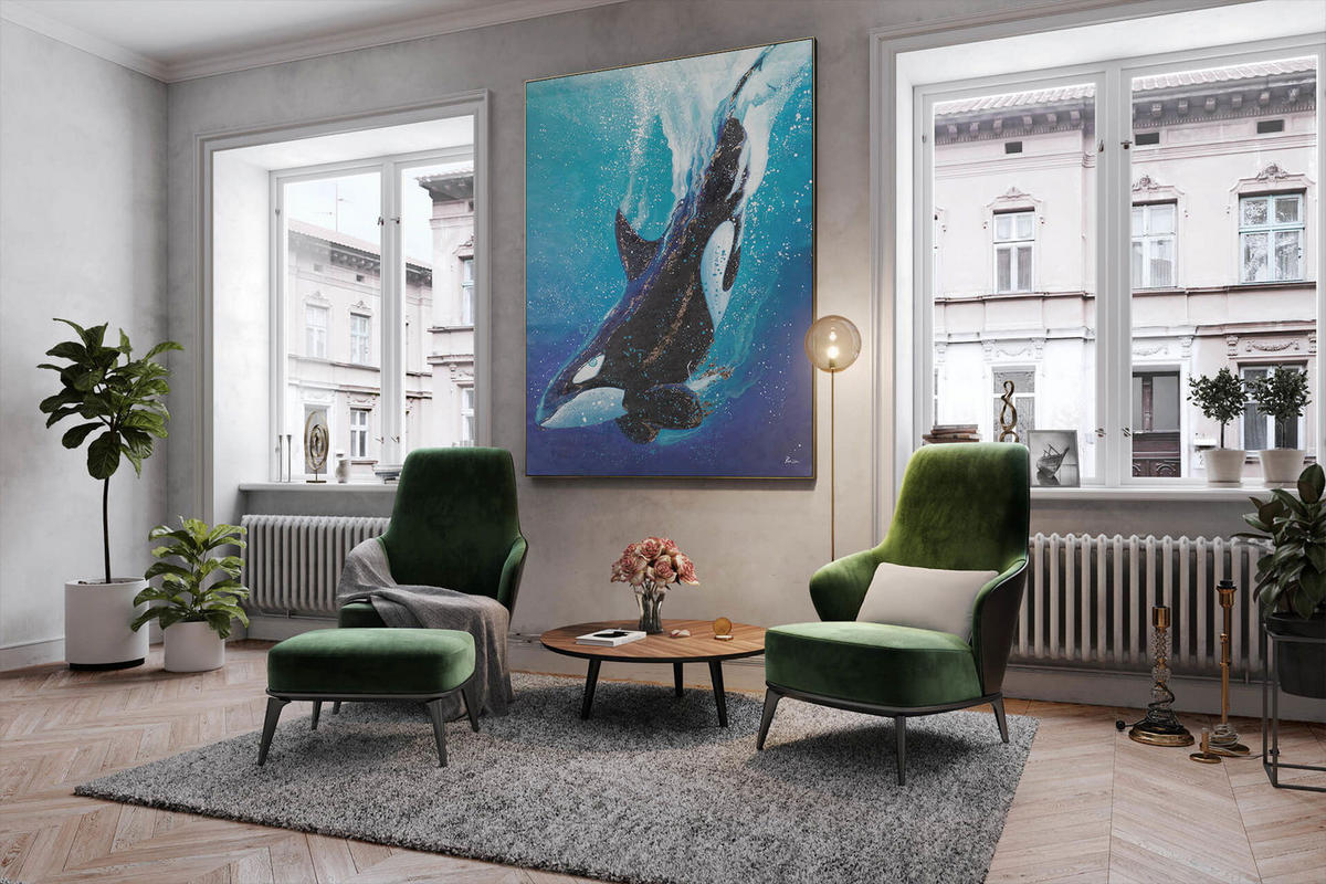 ÖLGEMÄLDE XXL Blau 150/200 cm - Blau, Holz/Textil (7.88/200cm) - KUNSTLOFT