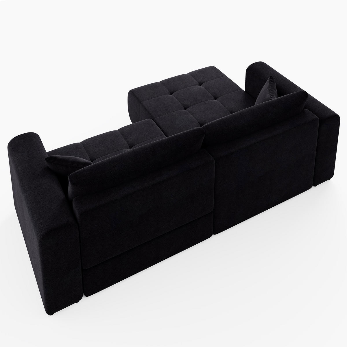 ECKSOFA RIVA Links Dunkelgrau Velours-Stoff Premium L-Form Couch mit Schlaffunktion & Bettkasten - Dunkelgrau/Schwarz, Holz (255/160cm) - Barchello