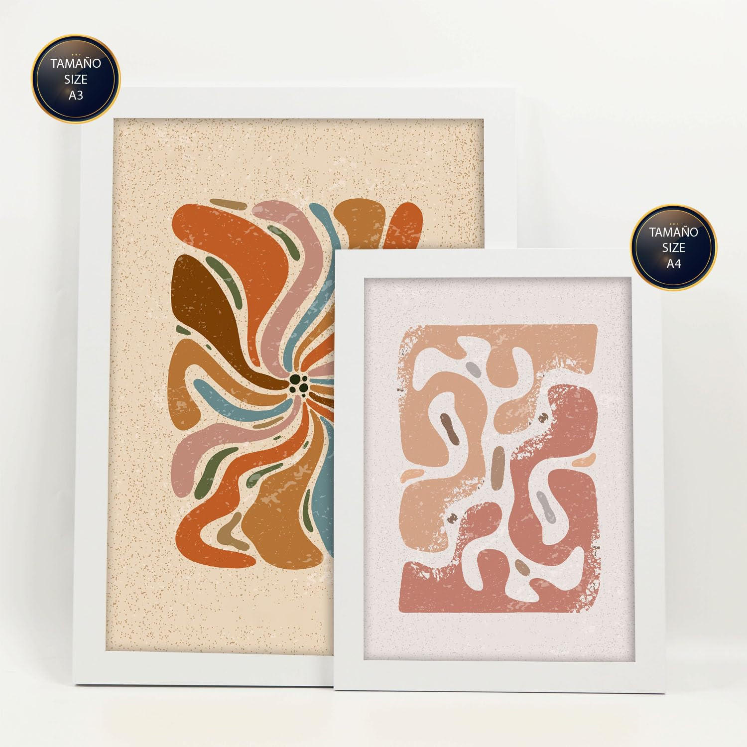 POSTER Set Mit 6 Drucken Von Bewegungen In Der Sammlung Von Ethnischen Dekorative Rahmen Für Ihr Zuhause Wandkunstdruck A3 & A4 Weißer Rahmen - Weiß, Papier (29/3cm) - Nacnic