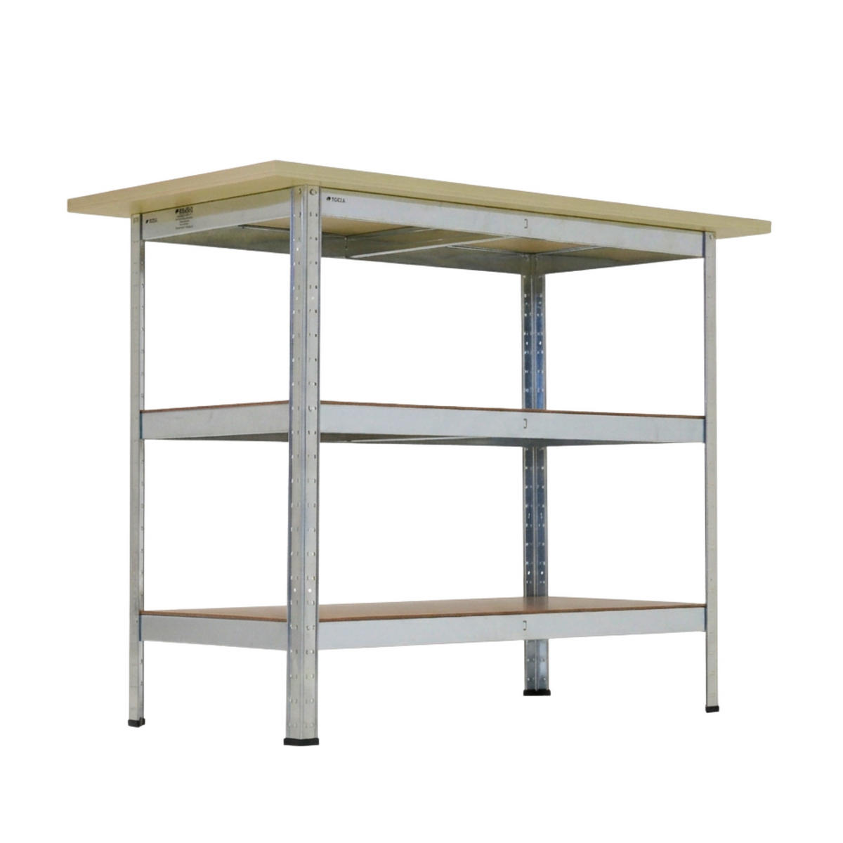 PROFI Werkbank TAURUS 1 Tischplatte + 2 Fachböden HxBxT 120x60x25cm Verzinkt - Zinkfarben, Metall (120/92.5/60cm) - PROREGAL