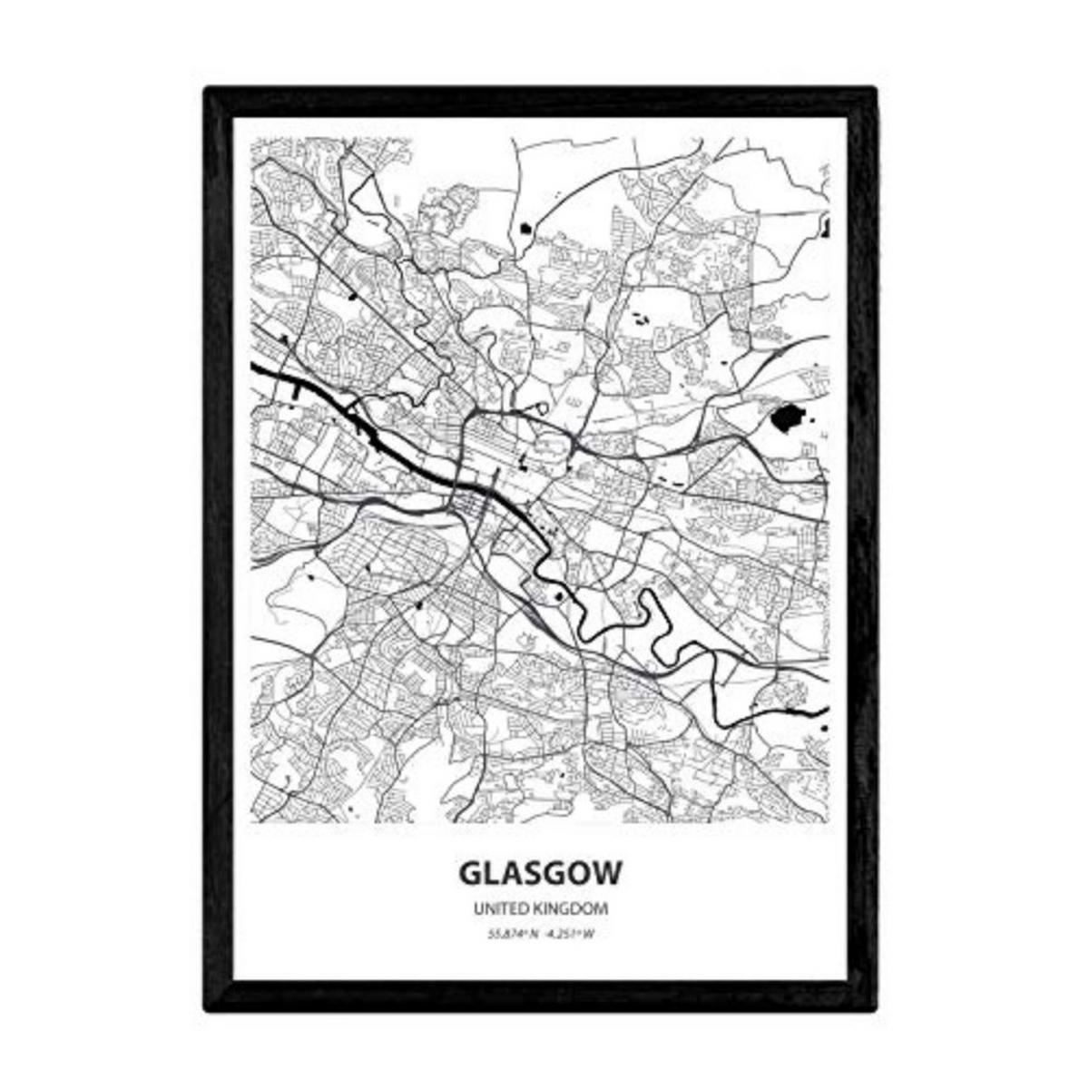 POSTER Glasgow - Vereinigtes Königreich A4 Rahmenlos - Klar, Papier (29.7/5/21cm) - Nacnic