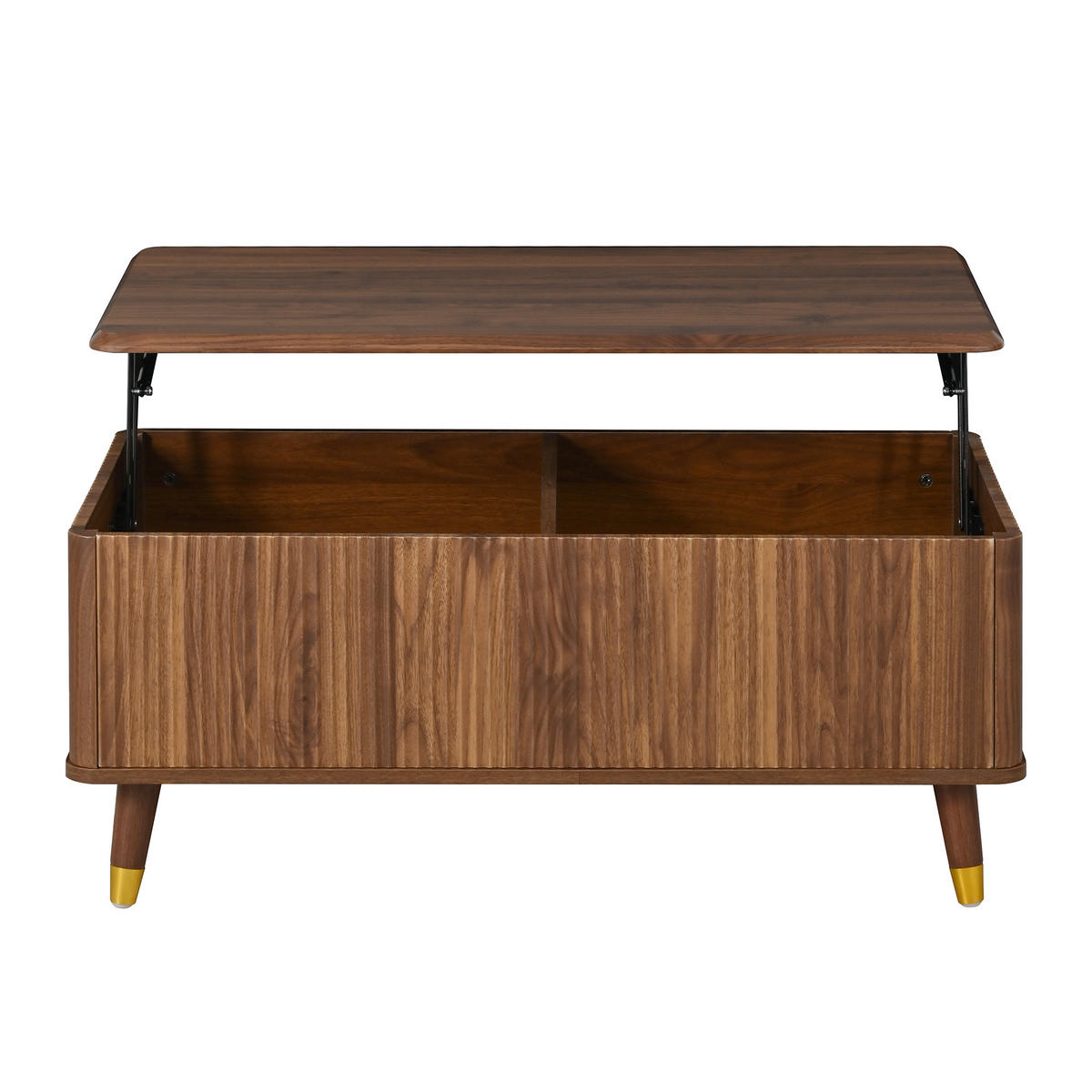 COUCHTISCH holzoptik & 3d-wellen-design mit lift-funktion & verstecktem stauraum - Walnussfarben, Holzwerkstoff (52/97/56.5cm) - Urban Meuble