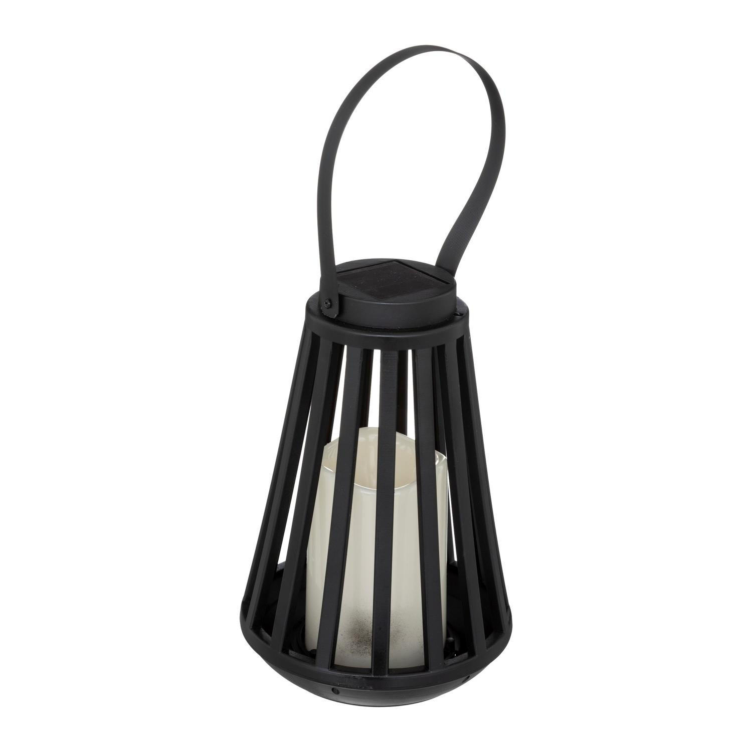 SOLAR-LATERNE Brit Flammen-Effekt H. 21,5 cm - Schwarz, Kunststoff (14.5/21.5/14.5cm) - Atmosphera Createur d´interieur