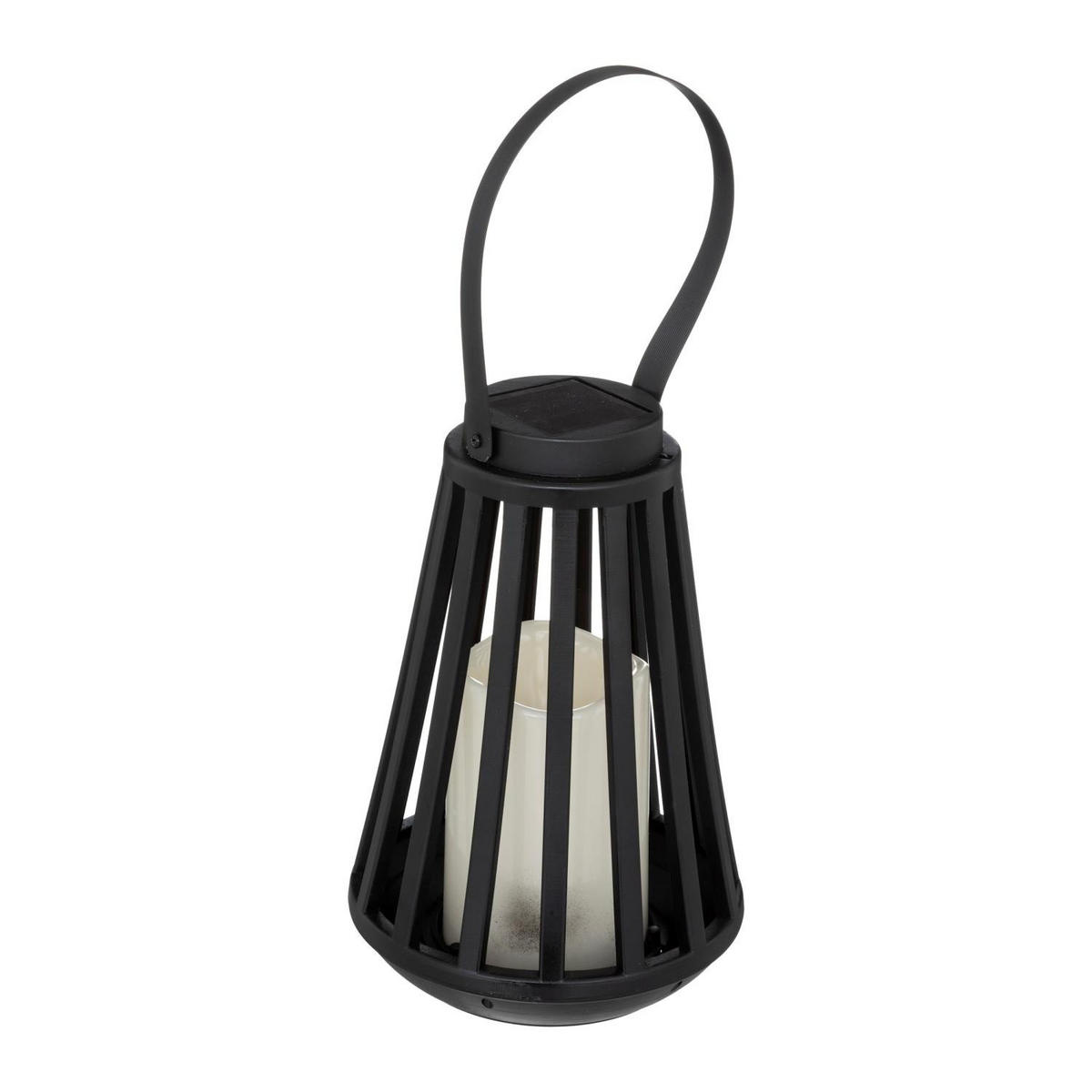 SOLAR-LATERNE Brit Flammen-Effekt H. 21,5 cm - Schwarz, Kunststoff (14.5/14.5/21.5cm) - Atmosphera Createur d´interieur