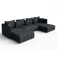 WOHNLANDSCHAFT Mersino Grau 353/180/83 cm – Wohnlandschaft fürs Wohnzimmer - Schwarz/Grau, Kunststoff/Textil (353/83/180cm) - AX Living