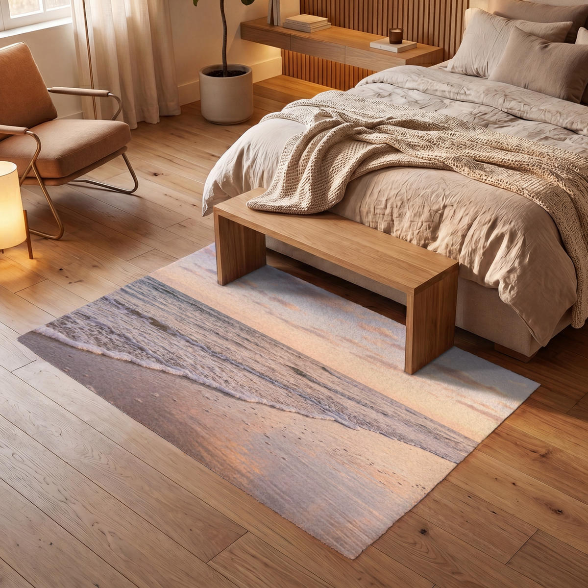 KOBERCE - Pláž - Príboj - Oblaky - 180x120 cm - svetloružová, textil/plast (180/0.4cm) - OnlyWow