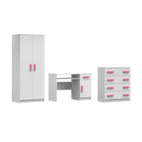 KINDERZIMMER-SET INGE V 3-teilig in Weiß/Rosa - Weiß/Rosa, Holzwerkstoff (270/50/192cm) - Deine Möbel 24