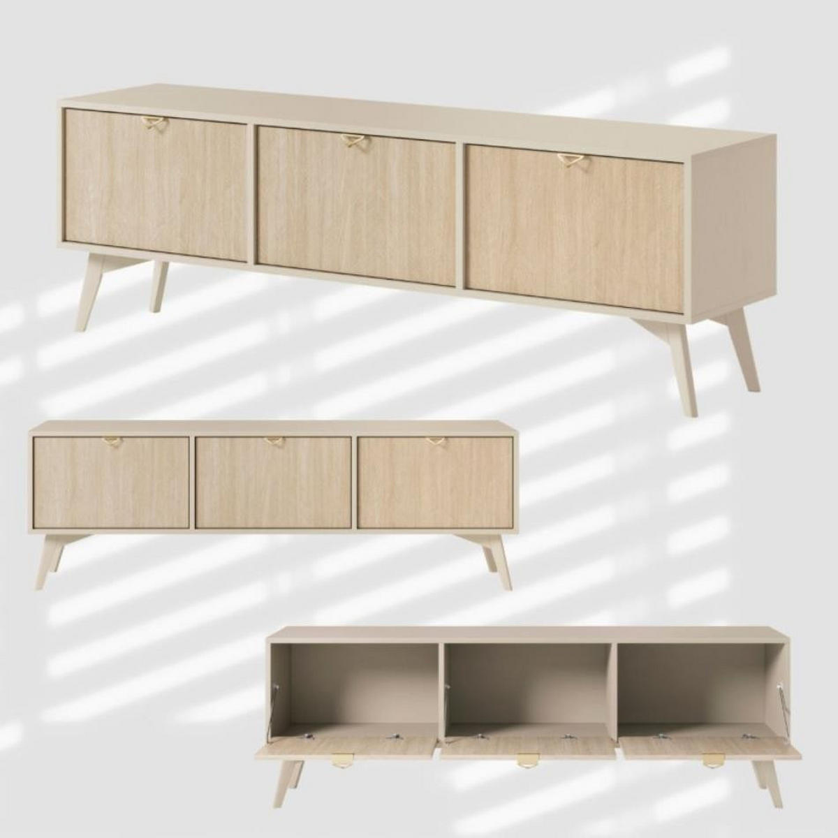 TV-SCHRANK Firr Eukalyptus - Eukalyptusholzfarben, Holzwerkstoff (158/52/38cm) - Bettso