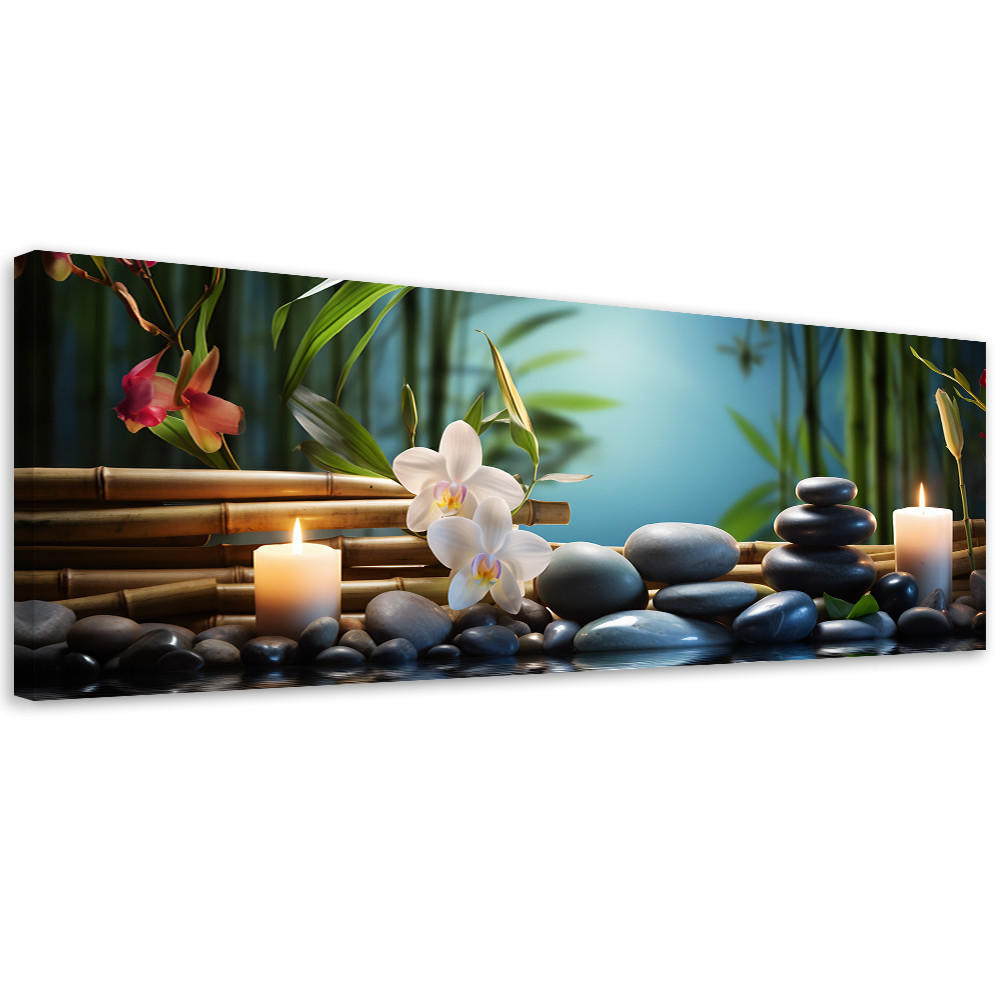 WANDBILD spa zen orchidee - Grün, Textil (90/30cm) - Feeby
