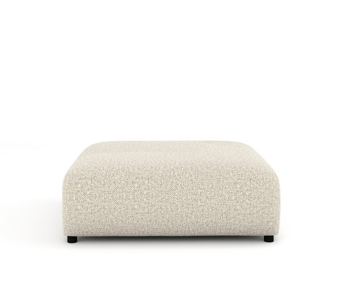 POUF L Zanzibar Beige Plüschstoff - Beige/Schwarz, Holz/Holzwerkstoff (110/37/110cm) - Maison de Reve