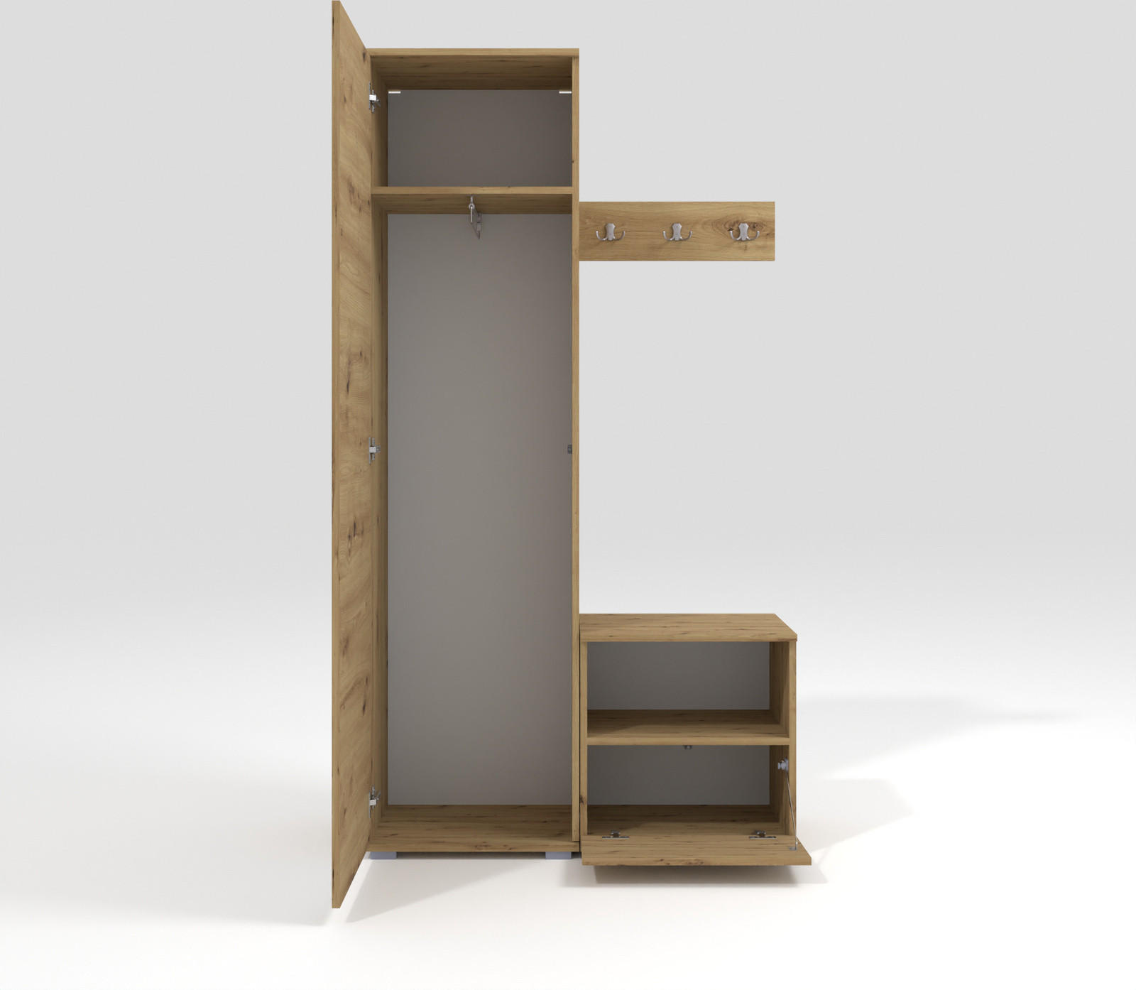 GARDEROBEN-SET Nela I mit gepolsterten Paneelen 100/187/40 - Beige/Silberfarben, Holzwerkstoff/Kunststoff (100/187/40cm)