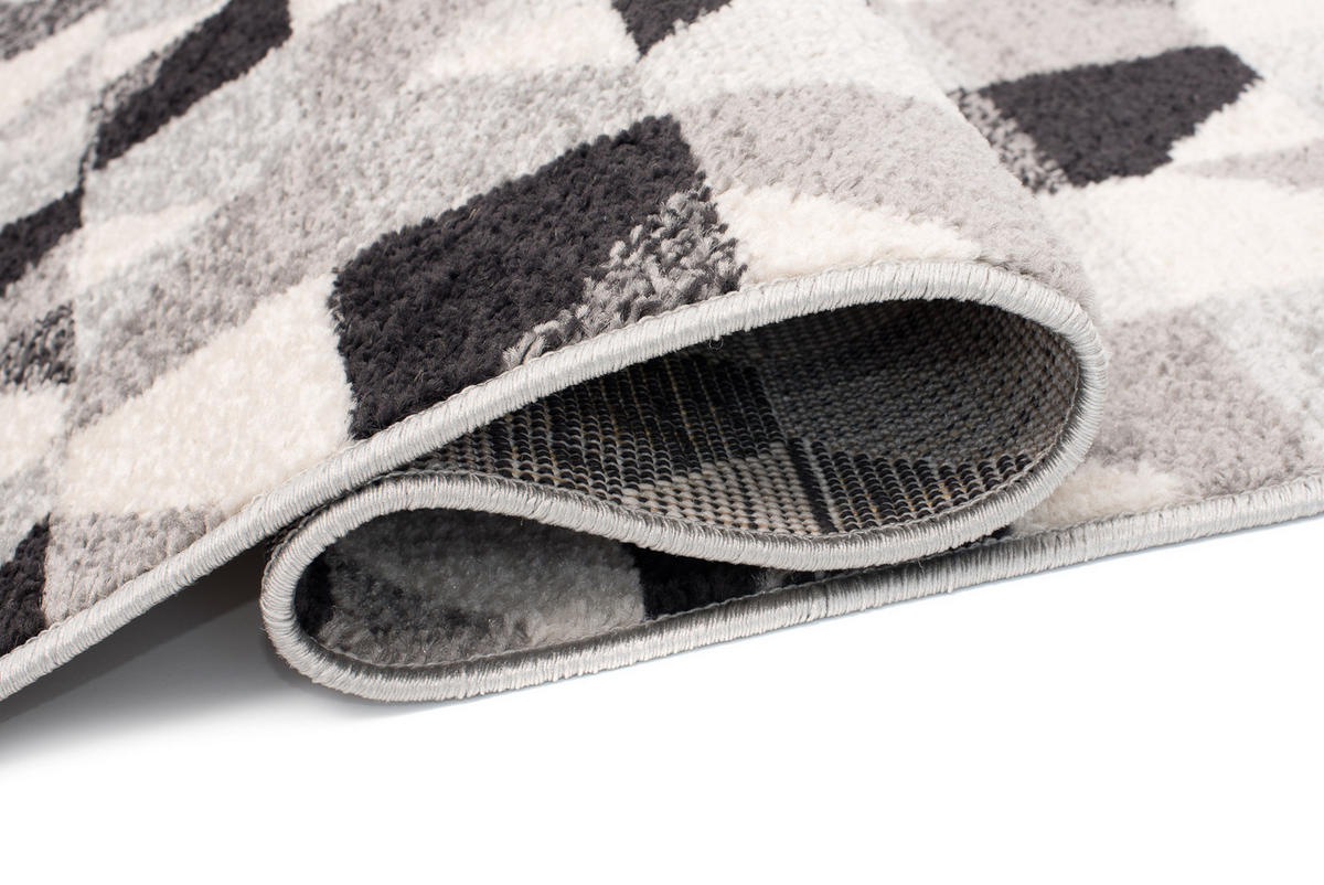 TEPPICH LAZUR Grau 160/220 cm - Schwarz/Weiß, Kunststoff (160/220cm) - Tapiso