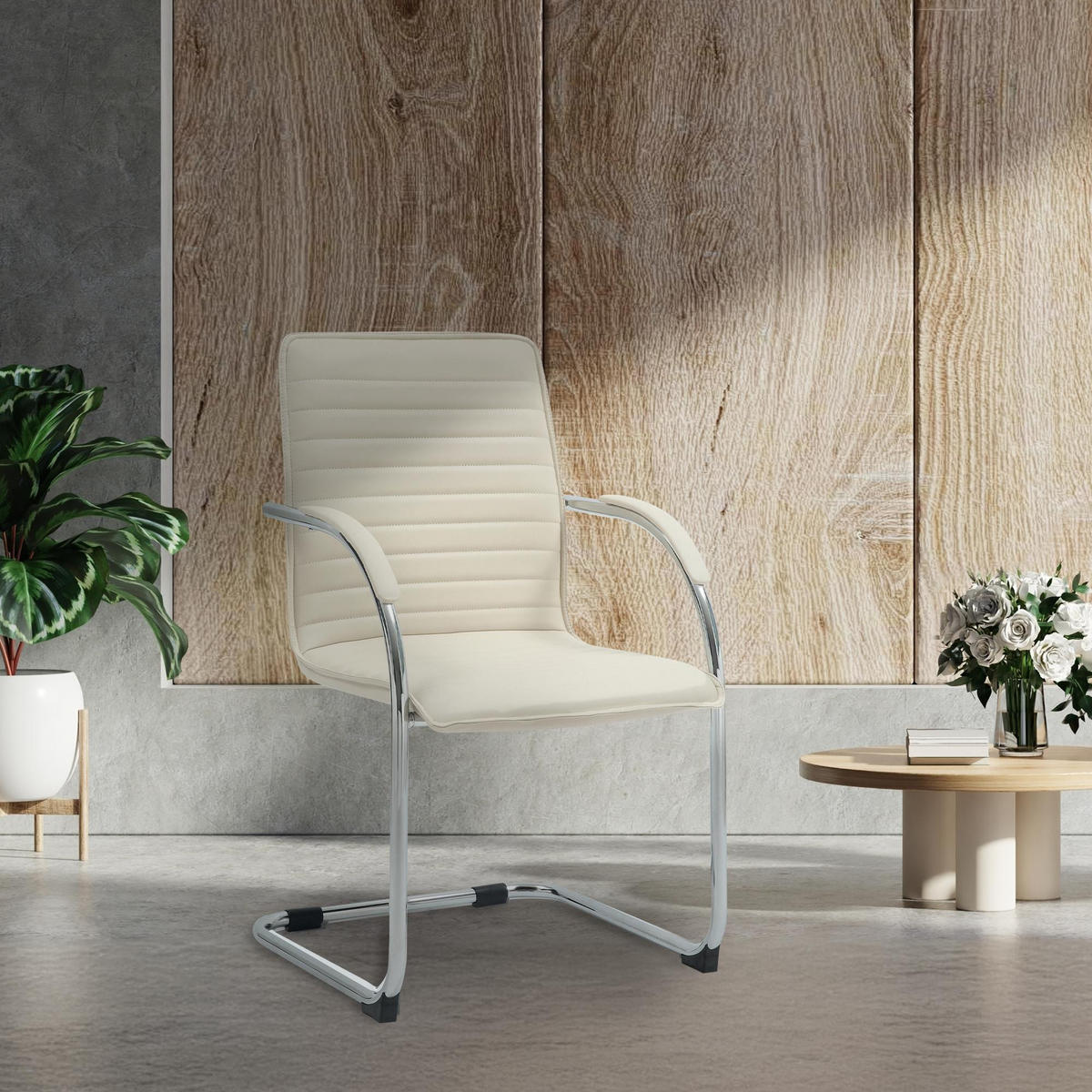 SCHWINGSTUHL 2er Set Lederlook Creme - Creme, Textil/Metall (56/95/60cm) - CLP