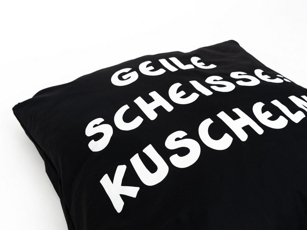 BETTWÄSCHE Ralph Ruthe Thorsten Dörnbach Geile Scheisse: Kuscheln! Schwarz 135 x 200 cm + 80 x 80 cm - Schwarz, Textil (135/200cm) - United Labels