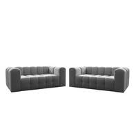 SOFASET Solvie 2-2 In Tiffani - Grau, Holzwerkstoff/Textil (200/75/106cm) - Fun Möbel