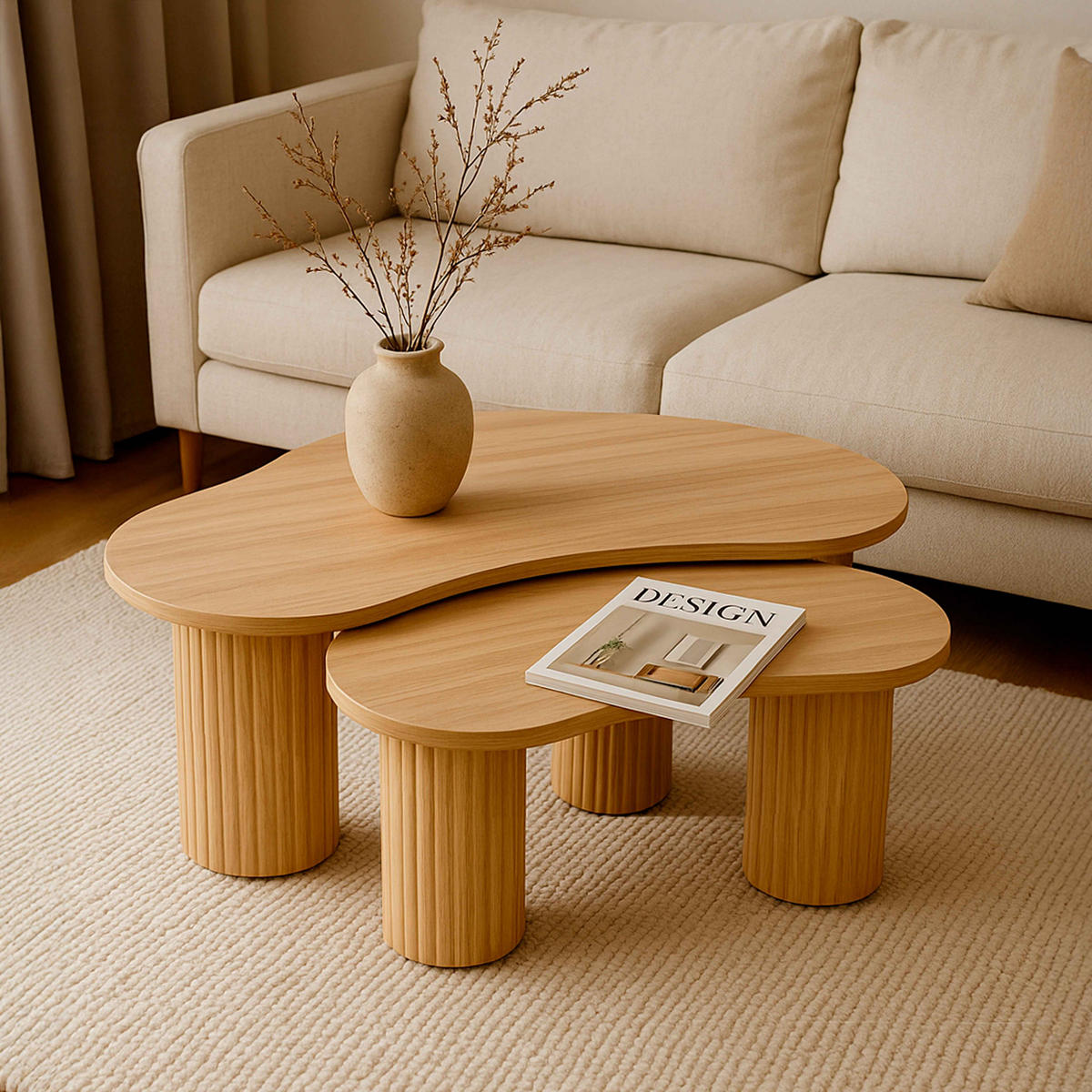 COUCHTISCH, Beigefarbe - Beige, Holzwerkstoff (100/60/38cm) - Oviala