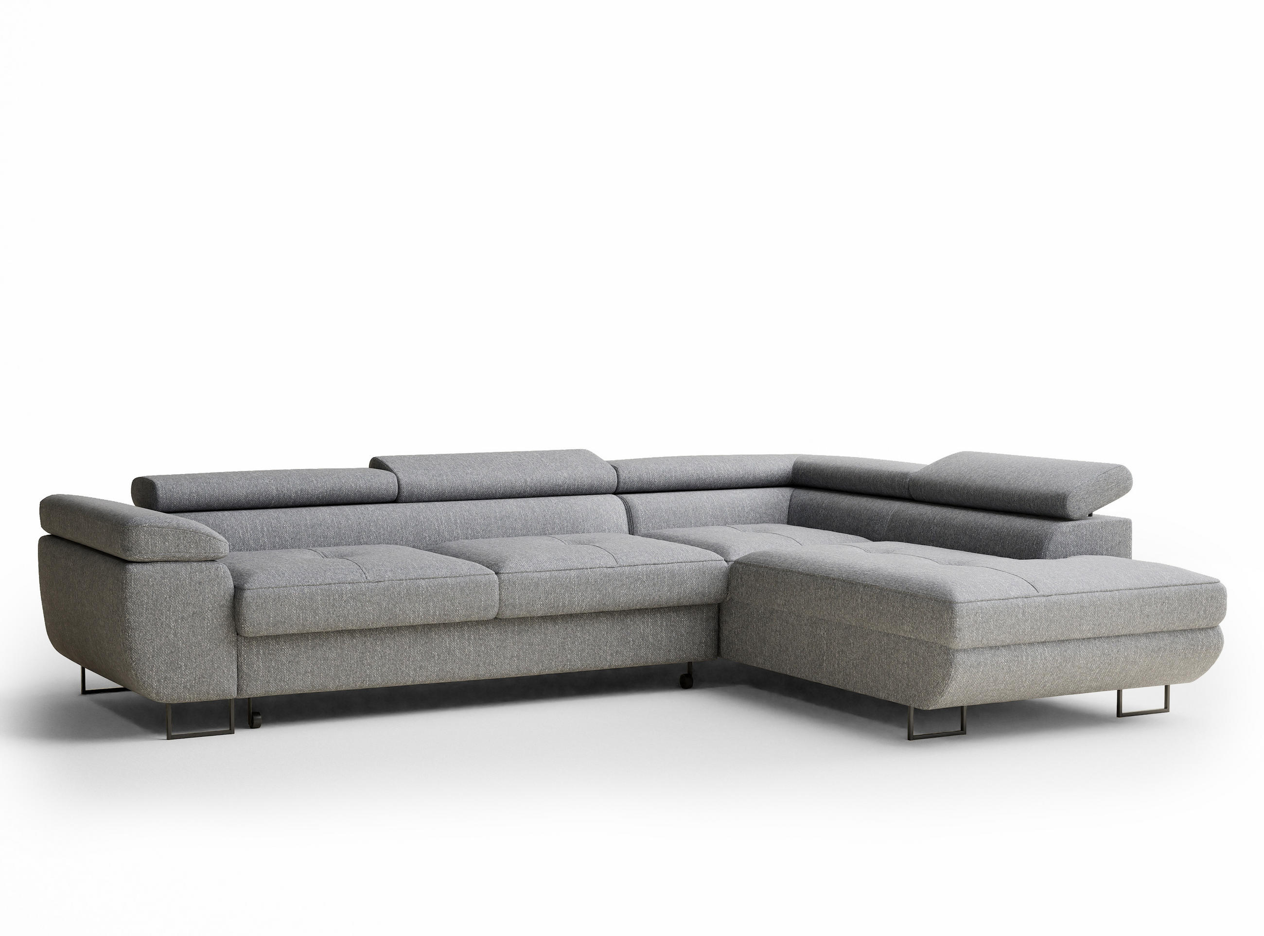 ECKSOFA MIT SCHLAFFUNKTION Concord Grau Webstoff - Schwarz/Grau, Holz/Holzwerkstoff (277/203cm) - Maison de Reve