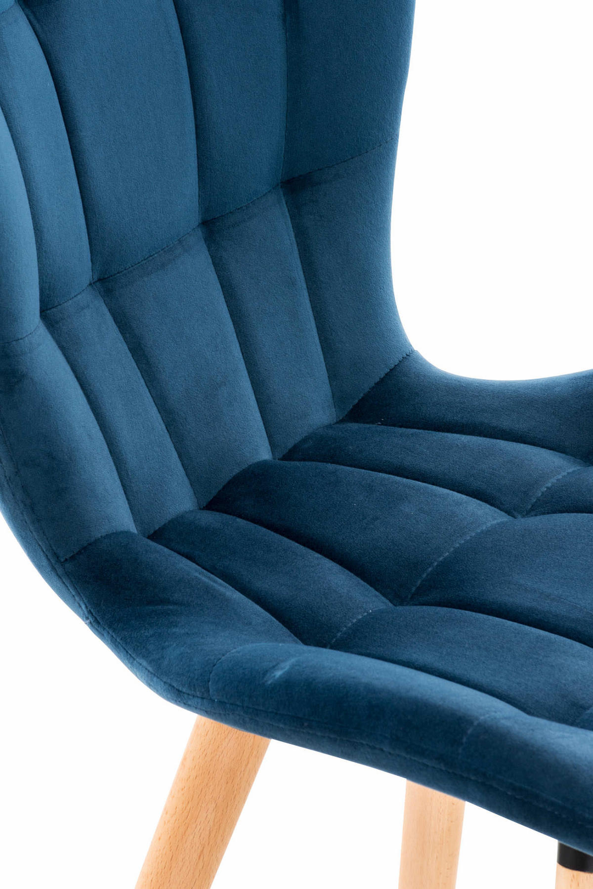 STUHL Samt blau - Blau/Eukalyptusholzfarben, Holz/Textil (50/88/63cm) - CLP
