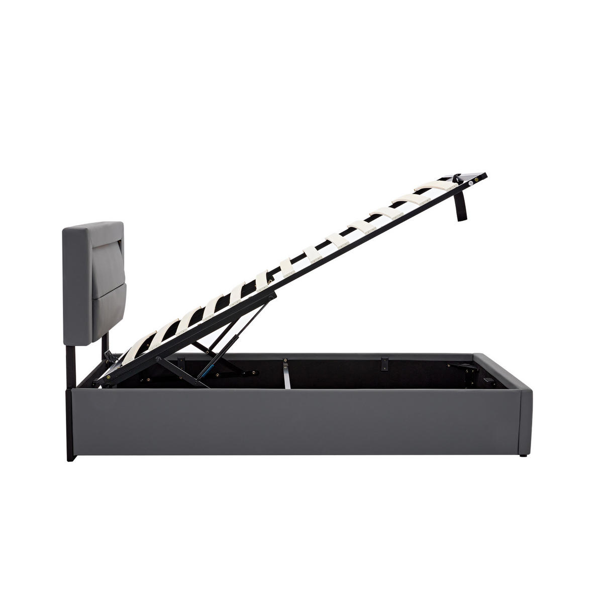 POLSTERBETT 90/190 cm Grau aus PU mit LED-Beleuchtung - Grau, Kunststoff (90/190cm) - OKMYHOME