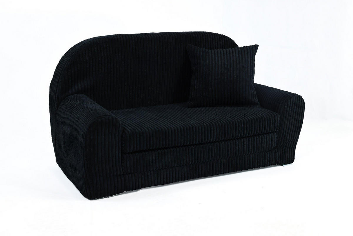 KINDERSOFA MINI aus Kuschel-Cord in Schwarz - Schwarz, Textil (78/45/40cm) - Fortisline