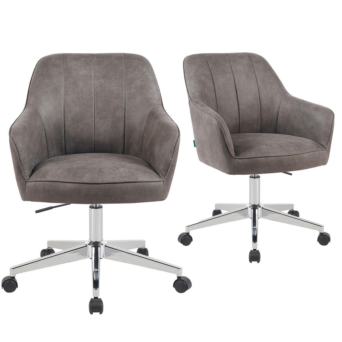 BÜROSTUHL Mika-Lian - Taupe/Chromfarben, Textil/Metall (60/84/65cm) - DUBI Möbel