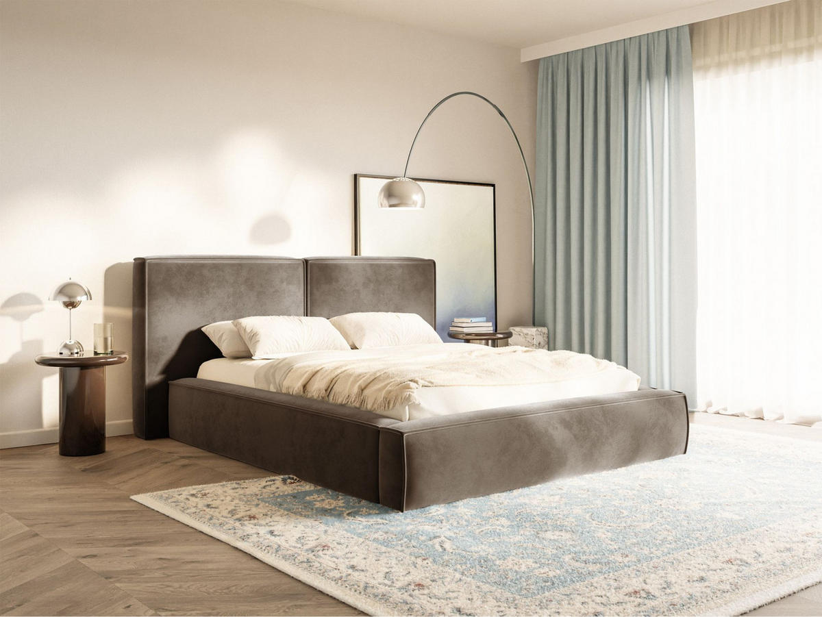 POLSTERBETT Tilves Hellbraun 200x200 cm - Hellbraun/Schwarz, Kunststoff/Textil (200/200cm) - Selsey