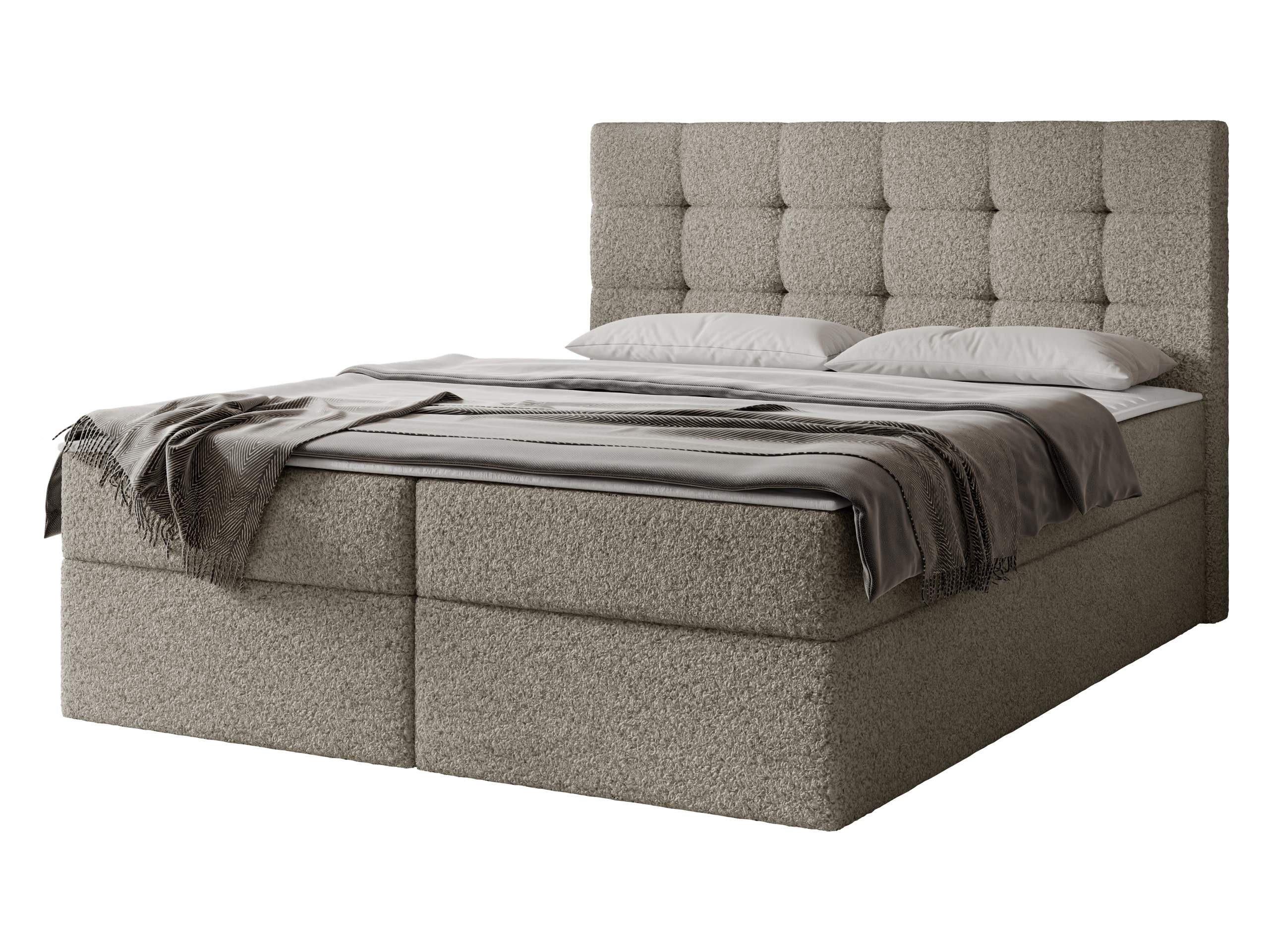 BOXBETT Luanda Boucle - H3 - Hellbraun, Holzwerkstoff/Textil (180/200cm) - MIRJAN24