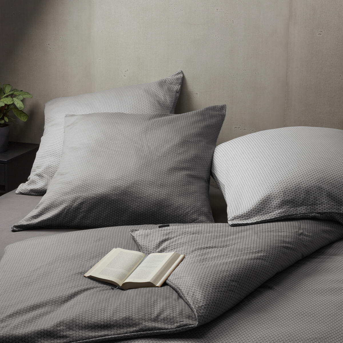 BETTWÄSCHESET Palma - Satin - 2-teilig - 135 x 200 cm - Anthrazit-Weiß - Anthrazit, Textil (135/200cm) - SCHIESSER