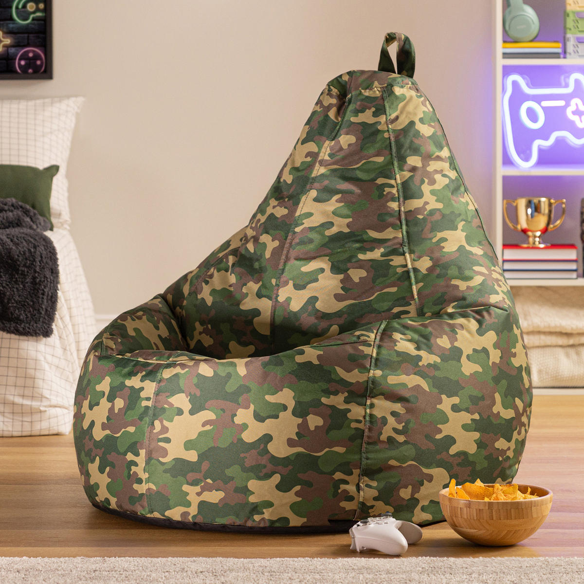 SITZSACK Gaming Camouflage - Grün, Textil (90/73/84cm) - icon