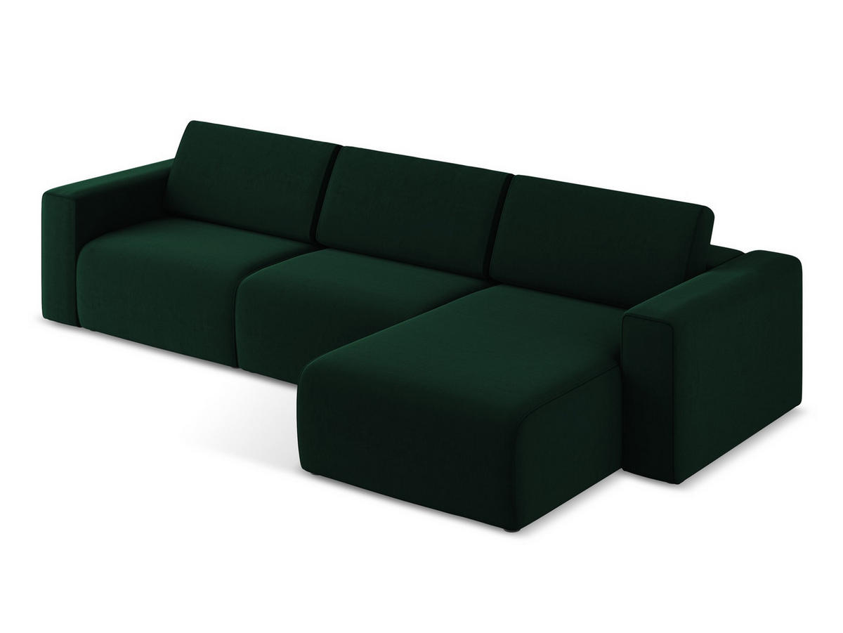 ECKSOFA Rechts Samt Stoff Grün - Blau/Dunkelgrün, Kunststoff/Textil (314/167cm) - Makamii