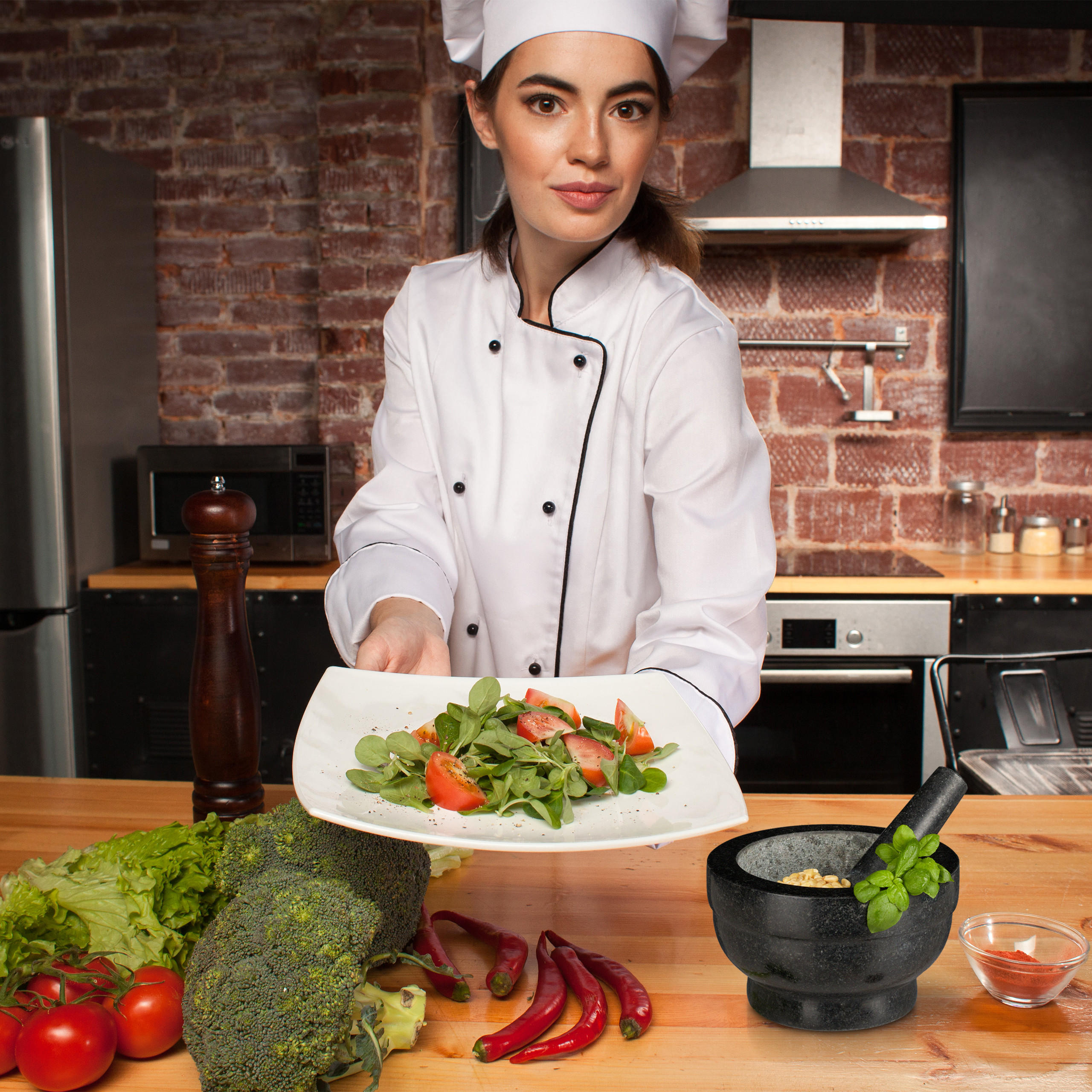 MÖRSER - Schwarz, Stein (20/12/20cm) - Relaxdays