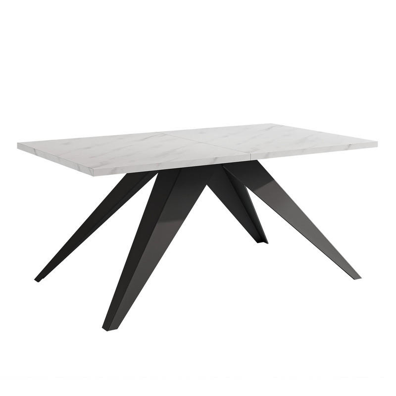 AUSZIEHTISCH XANDRO 140/80/76 cm mit Metallgestell, Schwarz / Bianco - Perlmutt/Schwarz, Holzwerkstoff/Metall (80/140/76cm) - Idohome