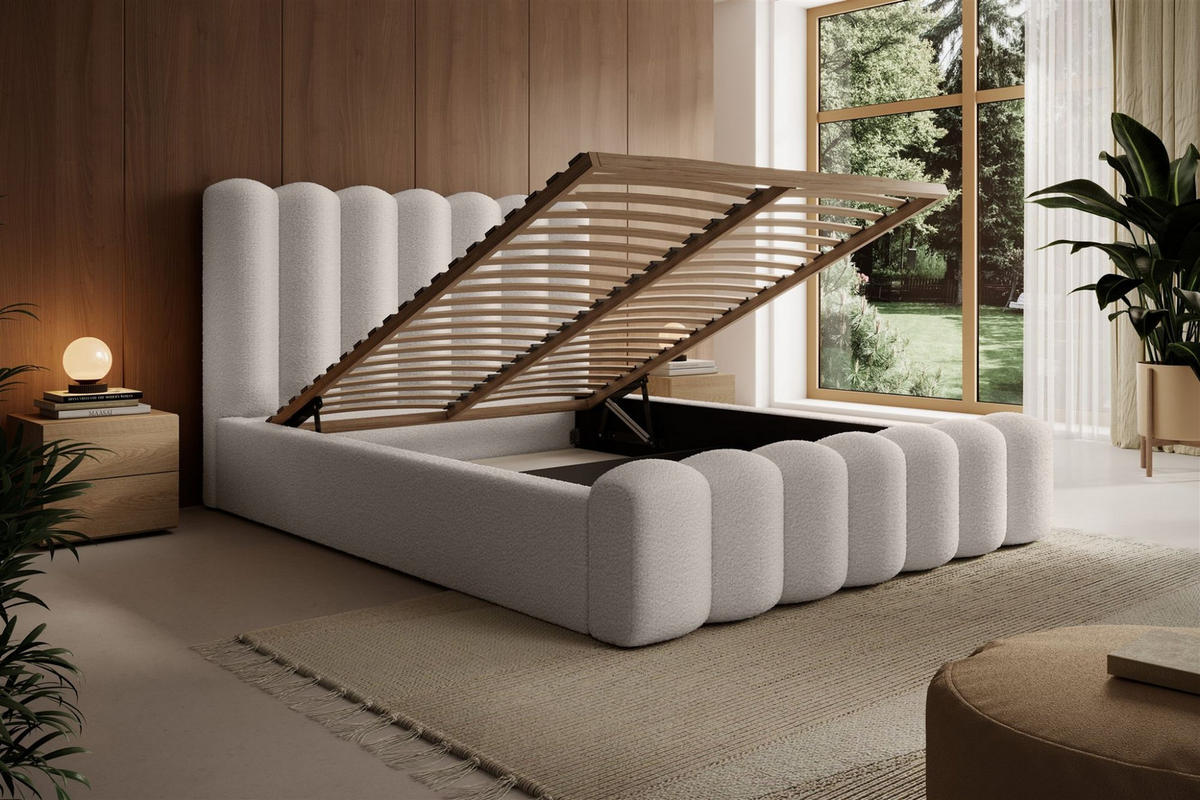POLSTERBETT Macon In Euphoria - Creme, Holzwerkstoff/Textil (180/200cm) - Fun Möbel