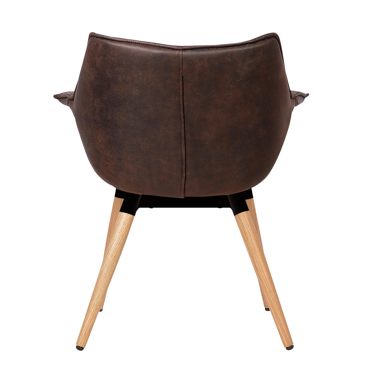 ARMLEHNENSTUHL - Microfaser / Eiche massiv - Dunkelbraun, Textil (70/81/64cm) - home24