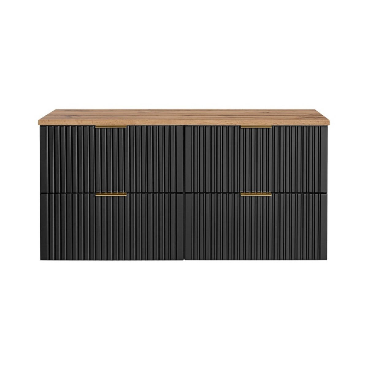 Milaros Markt Badmöbel-Set Schwarz, Eiche Wotan 120x57x46.6 cm