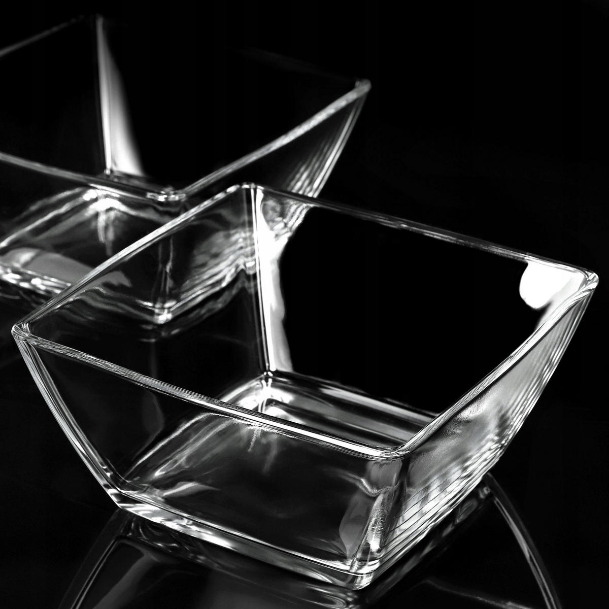 SALATSCHÜSSEL, Quadratisch, 19 cm, 2 Stück - Transparent, Glas (19cm) - KADAX