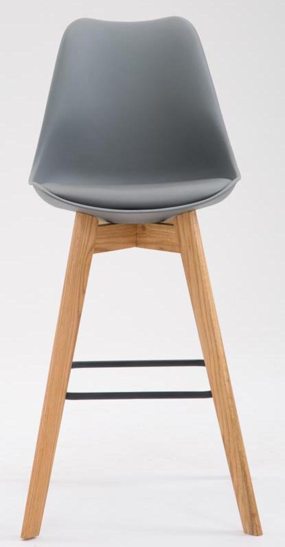 BARHOCKER 2er Set Kunststoff grau - Eukalyptusholzfarben/Grau, Holz/Kunststoff (48/112/56cm) - CLP
