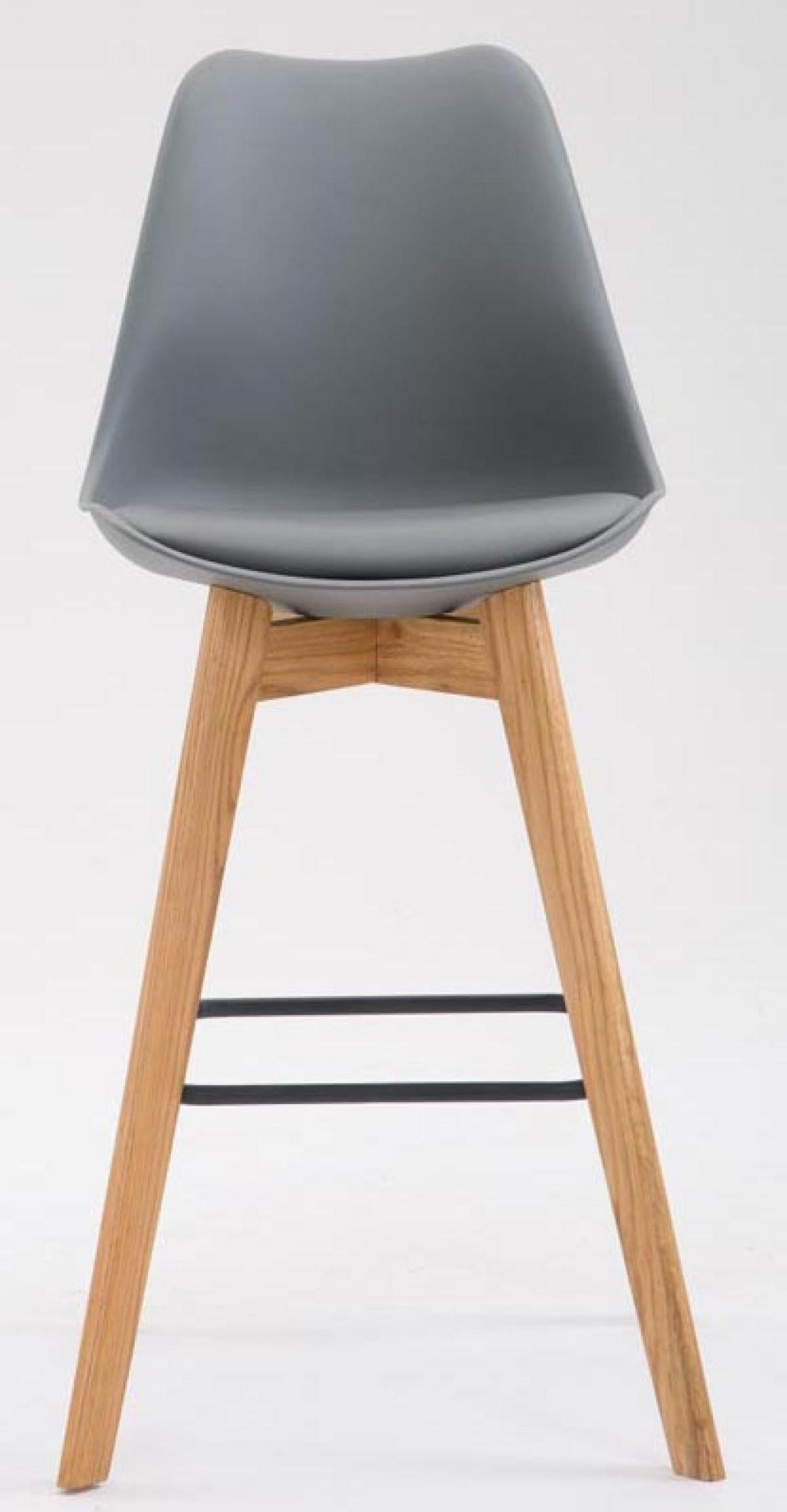 BARHOCKER 2er Set Kunststoff grau - Eukalyptusholzfarben/Grau, Holz/Kunststoff (48/112/56cm) - CLP