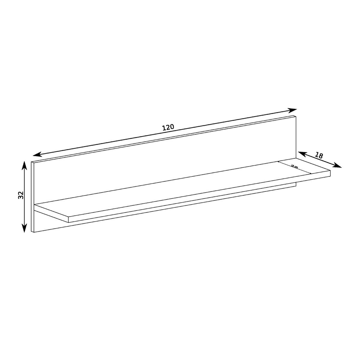 WANDBOARD NAKUSP C9 Eiche Artisan - Eiche Artisan, Glas/Holzwerkstoff (120/32/18cm) - Komodee