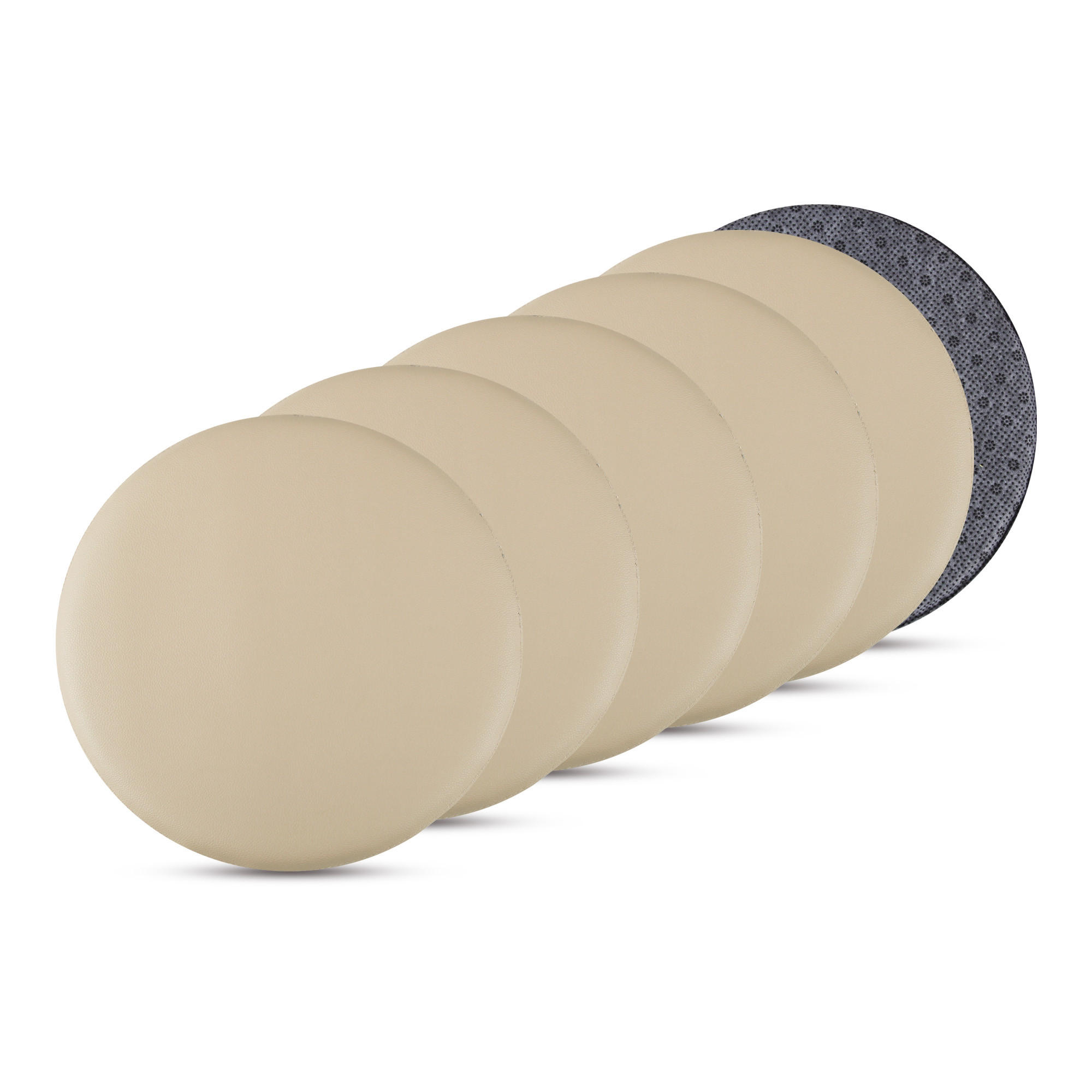 STUHLKISSEN 6er Pack ⌀ 38cm schwarz Lederimitat mit Antirutsch - Taupe, Textil (38/38/1cm) - Bestlivings