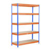 SCHWERLASTREGAL WOOD YETI LIGHT FIVE | HxBxT 200x120x60cm | Fachlast 300kg | Blau-Orange - Gelb, Metall (120/200/60cm) - PROREGAL