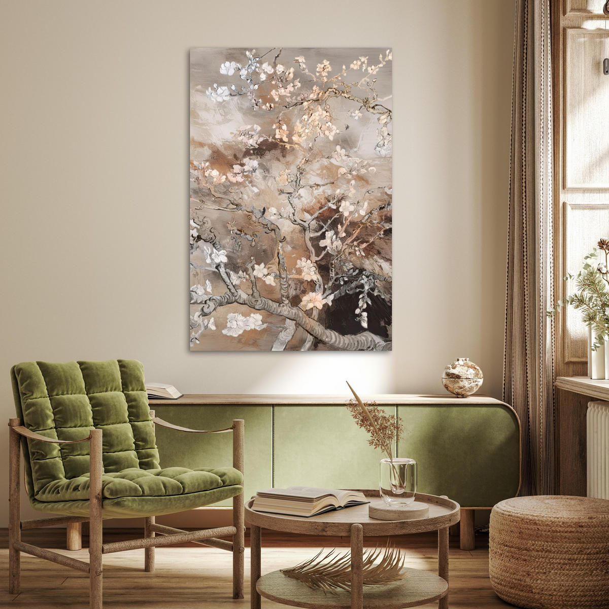 PLAKÁT Mandlový květ - Umění - Van Gogh - Béžová - Abstraktní 80x120 cm - hnědá, papír (80/120/0.1cm) - MuchoWow