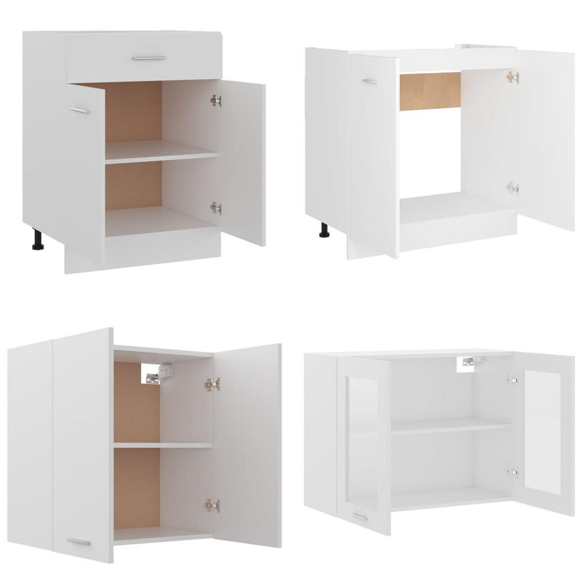 KÜCHENZEILE 4Er Set Lyon Weiss Holzwerkstoff - Weiß, Holzwerkstoff (80/81.5/46cm) - vidaXL