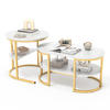 COUCHTISCH 2er SET, Weiß/Golden - Goldfarben/Weiß, Metall (80/46/41cm)